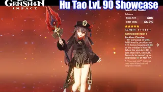 Genshin Impact - LvL 90 Hu Tao Damage & Skills Showcase (Story Quest Dungeon)