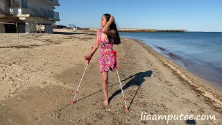 Amputee crutching at coastside (liaamputee.com): Spring In Resort. Part 2