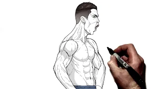 How To Draw Cristiano Ronaldo (Beast) | Step By Step | Soccer / Football