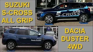 SLIP TEST - Suzuki SX4 S-Cross vs Dacia Duster 4WD - LOCK vs AUTO - @4x4.tests.on.rollers