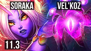 SORAKA & Senna vs VEL'KOZ & Jhin (SUPPORT) | 1/1/18, 1.4M mastery, 500+ games | EUW Master | v11.3