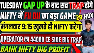 NIFTY AND BANK NIFTY TOMORROW PREDICTION | OPTIONS FOR TOMORROW 28 November FII DII DATA ANALYSIS