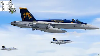 GTA 5 F-18 Fighter Jets Scrambling From Navy Aircraft Carrier For Threats Over Los Santos