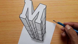 3d Drawing Letter M /How To Draw Capital Alphabet Easy For Beginners #shorts