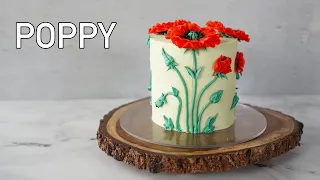 How to make a 3D poppy floral cake  [ Cake Decorating For Beginners ]