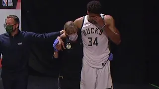 Giannis Antetokounmpo emotional as he leaves the locker room with ankle injury | Game 4