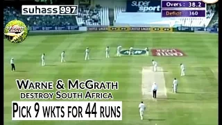 Warne and McGrath destroy South Africa - from 89/1 to 133 all out!!
