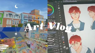 Art Vlog ☾ | Artist alley, character design, merch making, webtoon, art market