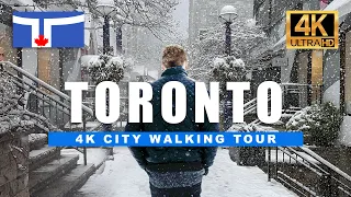 Thursday Heavy Snowfall - Toronto Walking Tour - Yorkville Winter City Walk [ 4K HDR 60fps ]