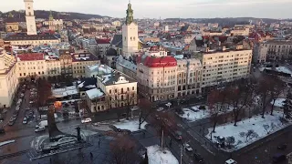 The old town of Lviv and Doroshenko street with Mavic Pro 4K