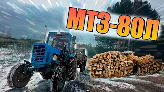 Успешная поездка на тракторе МТЗ-80Л за прицепом с дровами. Установили новую дышлину и привезли дров