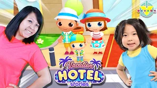 We're Going on a Fun Adventure!! Let's Play Vacation Hotel Stories with Emma and Mommy!!