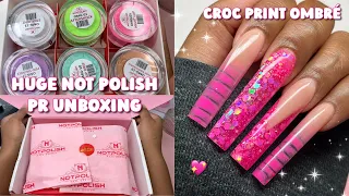 XL PINK CROC PRINT OMBRE ACRYLIC NAILS | HUGE NOT POLISH PR UNBOXING | Nail Tutorial