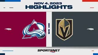 NHL Highlights | Avalanche vs. Golden Knights - November 4, 2023