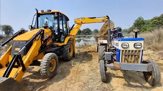 Jcb 3dx With Mahindra Tractor & Loding Trolley Miti Khudai Jcb Tractor Video #jcbvideo #jcb3dx #jcb