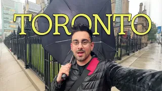 out in extreme rain in Toronto