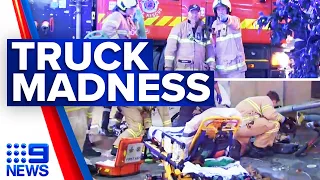 Five people hospitalised after Melbourne truck crash | 9 News Australia