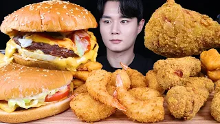 버거킹 치즈버거 새우튀김 치킨너겟 치즈볼 치킨 먹방ASMR MUKBANG CHEESEBURGERS & FRIED CHICKEN チキン チーズバーガー eating sounds