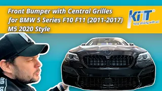 Front Bumper with Central Grilles for BMW 5 Series F10 F11 (2011-2017) M5 2020 Style