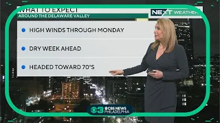 NEXT Weather: Dry by very windy Sunday, gusts up to 50 mph possible across Delaware Valley