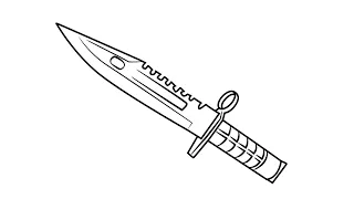 How To Draw M9 Bayonet From Counter Strike | M9 Bayonet From Counter Strike Drawing Step By Step