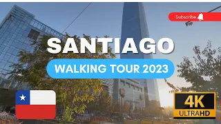 [4K] Walking Tour Santiago 2023 | Chile | Noon Walk 6PM | Providencia + Sky Costanera