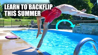 Learn How to Backflip On The Ground - Using a Pool