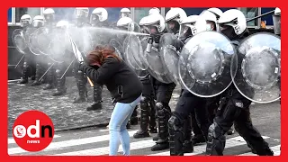 VICIOUS Clashes as Anti-Vax Belgians Brawl with Police