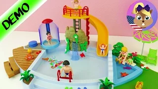 Playmobil OPEN AIR POOL WITH SLIDE English Demo - with baby pool! Julian's next adventure?