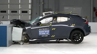 2024 Mazda 3 hatchback updated moderate overlap IIHS crash test