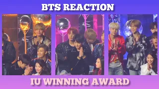 BTS REACTION ( IU WINNING AWARD )💜 #bts #iu