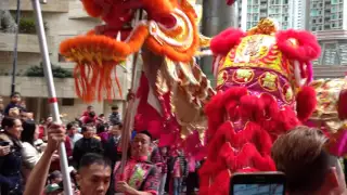 Danca do dragao no ano novo chines em Hong Kong