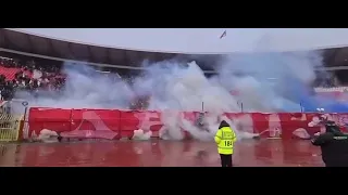 Fan sector of Crvena Zvezda dragged "Katyusha" to the entire stadium in support of Russia