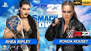 Rhea Ripley vs. Ronda Rousey Epic Tittle Match :WWE 2K23 PS5 Gameplay