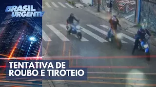 Criminosos tentam roubar moto, mas policial reage e atira em bandido | Brasil Urgente