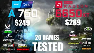 ARC A750 8GB vs RX 6650 XT 8GB | i9-13900K | 1080p - 1440p - 20 Games Tested