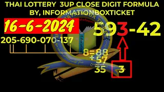 16-6-2024 THAI LOTTERY  3UP CLOSE DIGIT FORMULA BY, INFORMATIONBOXTICKET.