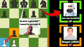 How did Magnus meet Martin (Gen) ⁉️ queen's gambit accepted - Magni (2882) vs Martin Gen (3000)