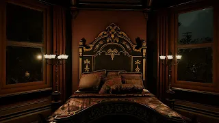 Rainy Night In A 19th Century Luxury Bedroom | RDR2 ASMR