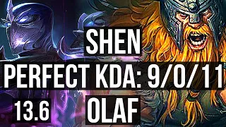 SHEN vs OLAF (TOP) | 9/0/11, 66% winrate, Legendary | TR Master | 13.6