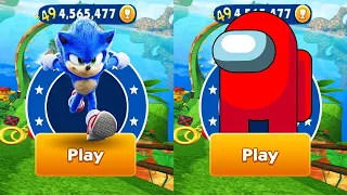 Sonic Dash vs Among Us Rush - Movie Sonic vs All Bosses Zazz Eggman - All Characters Unlocked