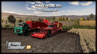 Harvesting potatoes, mowing grass, making grass silage bales | Ravensberg | FS19 Timelapse #7