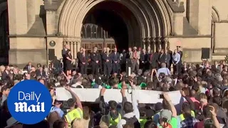Emotional moment crowds chant 'Manchester' at vigil - Daily Mail