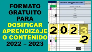 Soy Docente: FORMATO GRATUITO PARA DOSIFICAR APRENDIZAJE O CONTENIDO 2022 – 2023