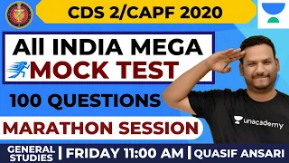All India Mega Mock Test | Marathon Session (Part-1) | General Studies | CDS 2/CAPF | Quasif Ansari