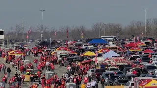 Thousands of tailgaters at Arrowhead Stadium before AFC Championship game (January 30th, 2022)