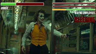 Joker vs. Wayne Employees WITH HEALTHBARS | Subway Fight Scene | HD | Joker