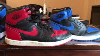 OG Nike Air Jordan 1985 Bred 1's vs 2017 Royal 1's