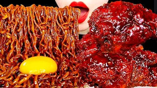 직접만든 불닭양념치킨 트러플짜파게티 먹방 ASMR TRUFFLE BLACK BEAN NOODLES SPICY FRIED CHICKEN MUKBANG EATING SOUNDS 咀嚼音