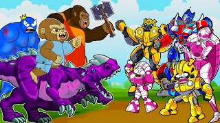 EVOLUTION OF BUMBLEBEE TRANSFORMERS X KONG: Fishing - Optimus Prime, Arcee Car Robot Transfiguration